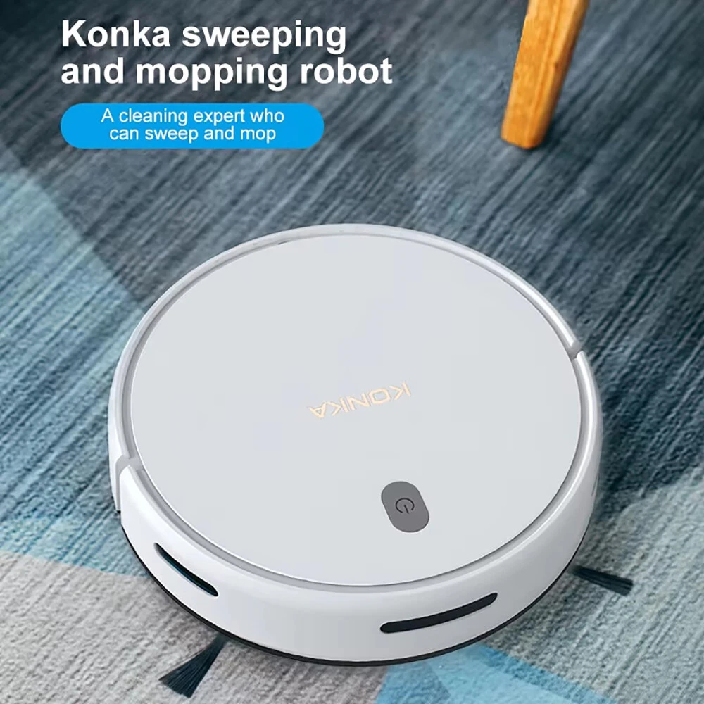 (image for) KONKA 3 In 1 1000pa Household Smart Sweeping And Mopping Vacuum Cleaner With 400ml Dustbin Capacity Automatic Charging for Home Office